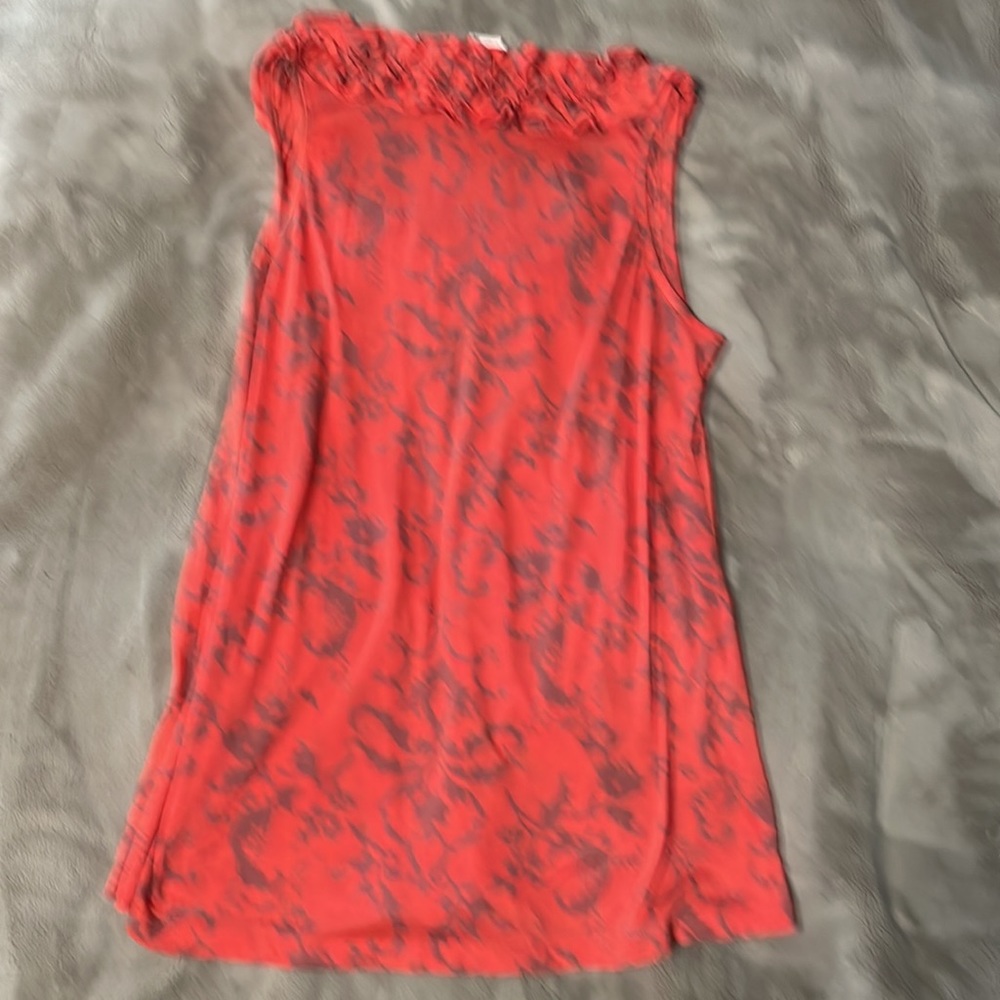 Fun Coral Flow-y Tank with Ruffled Neckline - Picture 3 of 3